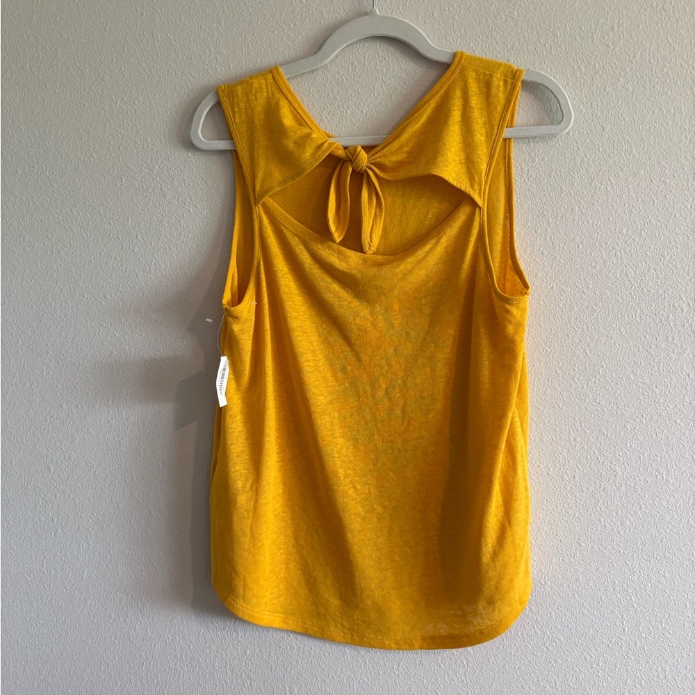 NWT Old Navy Linen-Blend Relaxed Tie-Back Sleeveless Tank Top Women Small Yellow - Picture 4 of 7
